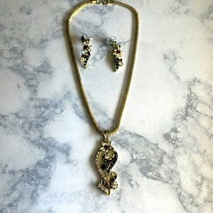 Gold Purple and Green Glitz Costume Jewelry
